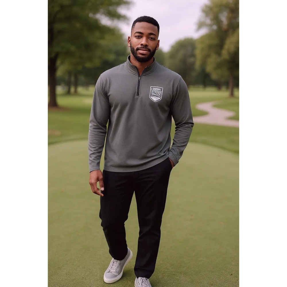 Augusta Sportswear Mens XL Gray 1/4 Zip Pullover Golf Outing‎ Long Sleeve